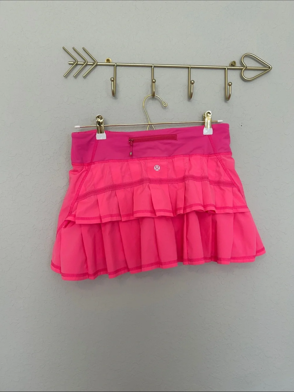 Lululemon Back On Track Skirt 6 Paris Pink Ruffle Running Skort Rare